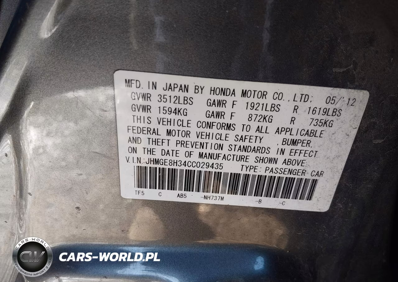 2012 Honda Fit VIN:JHMGE8H34CC029435 - 9