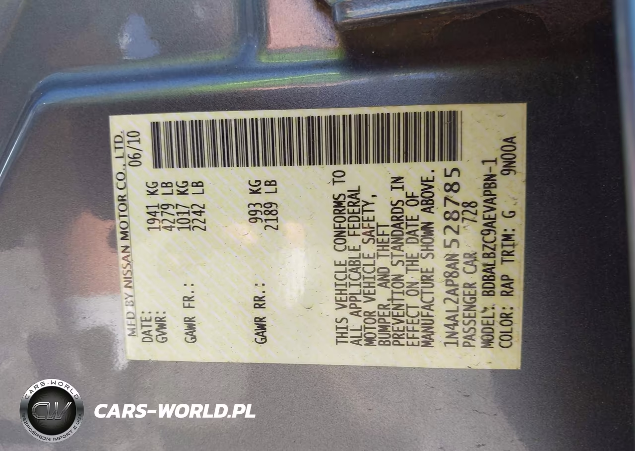 2010 Nissan Altima 2.5 S VIN:1N4AL2AP8AN528785 - 9