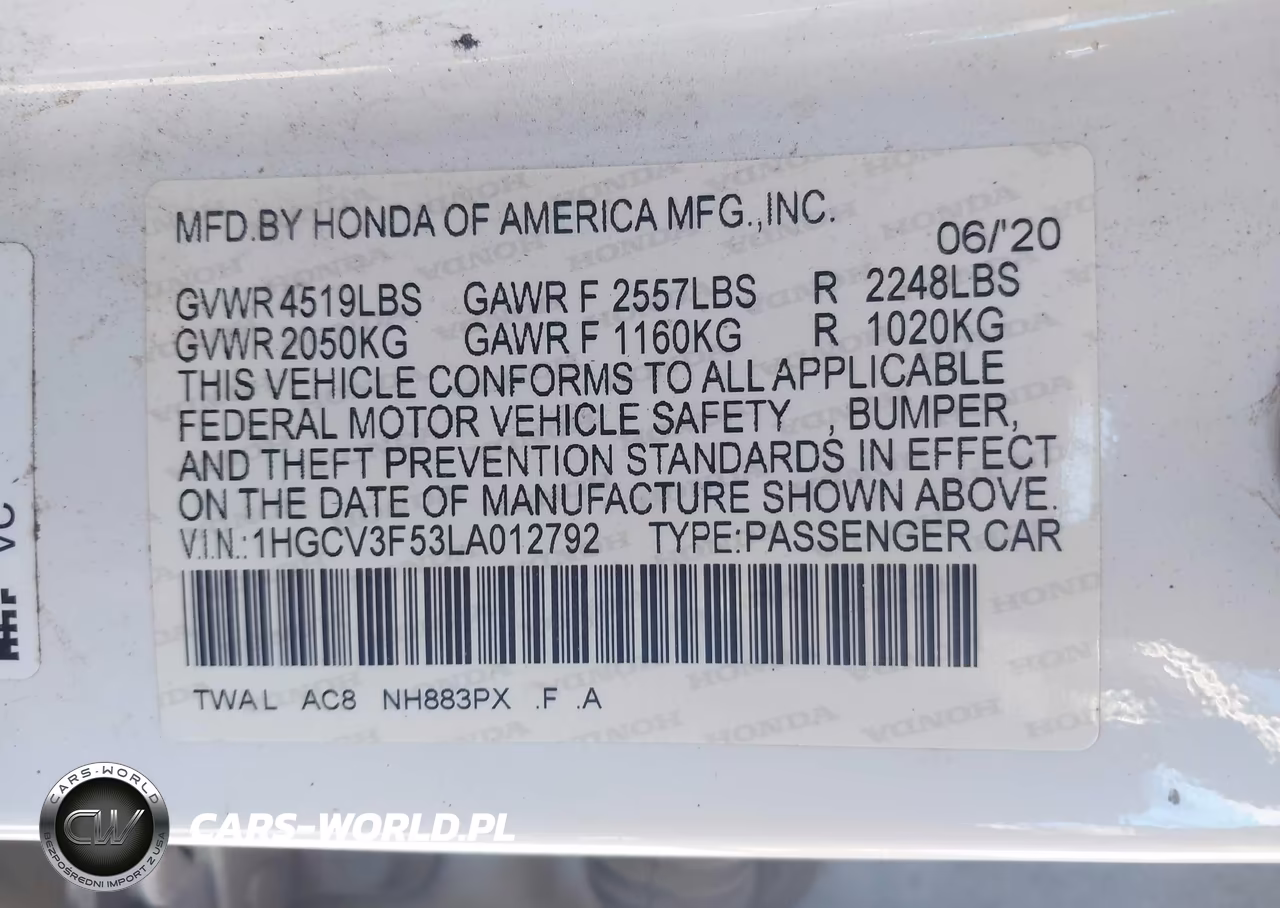2020 Honda Accord Hybrid Ex-L VIN:1HGCV3F53LA012792 - 9