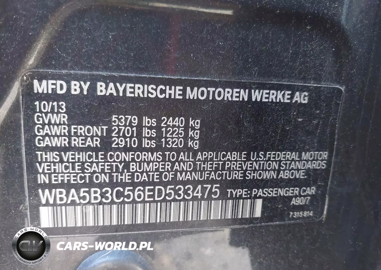2014 BMW 535I xDrive VIN:WBA5B3C56ED533475 - 9