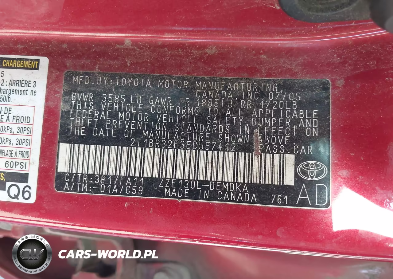 2005 Toyota Corolla Ce VIN:2T1BR32E35C557412 - 9