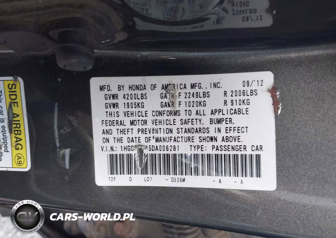 2013 Honda Accord Lx VIN:1HGCR2F35DA006281 - 9