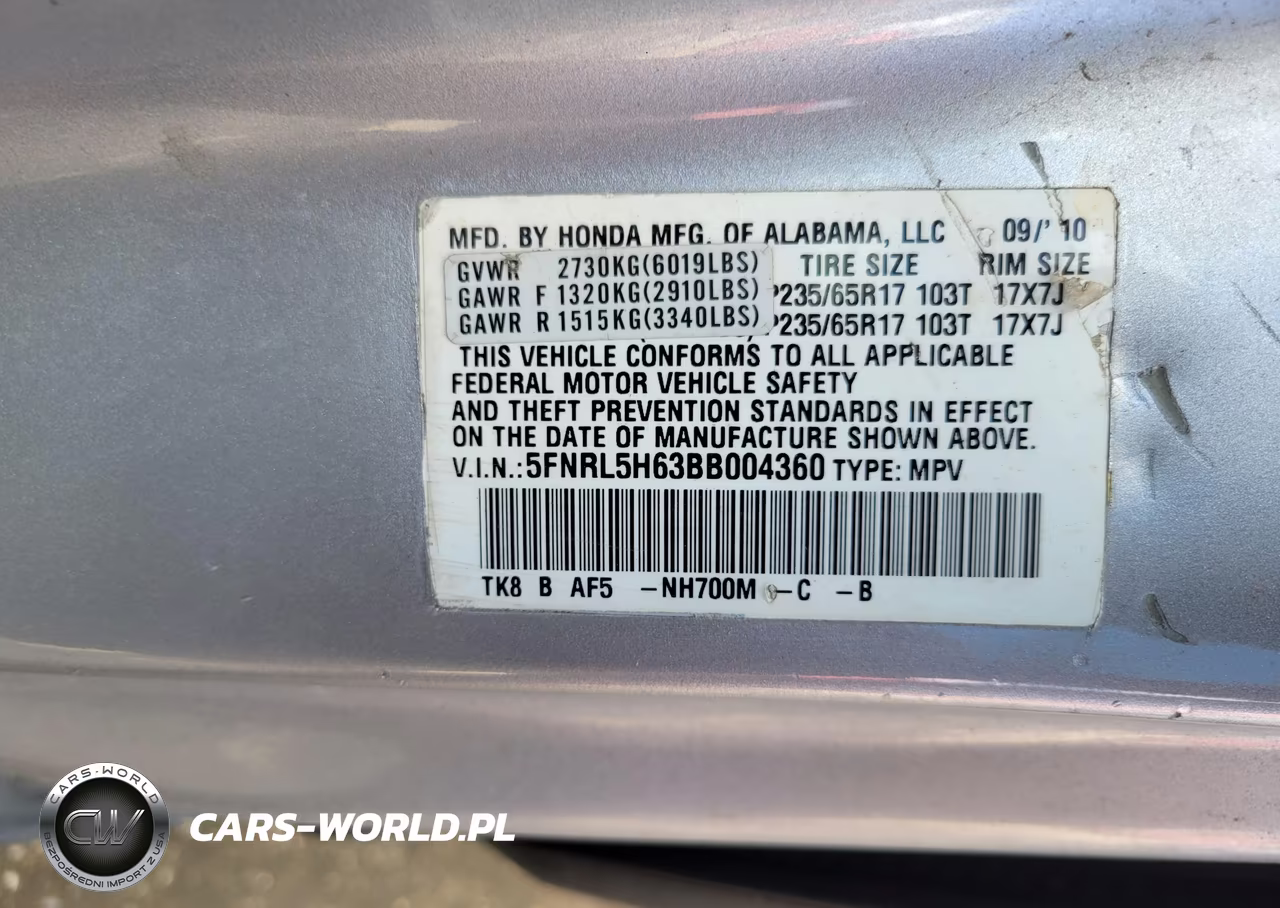 2011 Honda Odyssey Ex-L VIN:5FNRL5H63BB004360 - 8