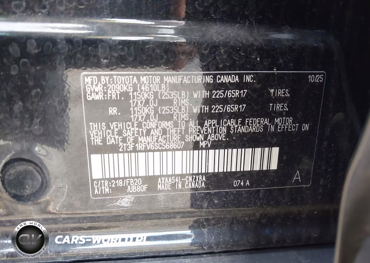 2025 Toyota Rav4 Le VIN:2T3F1RFV6SC568607 - 9