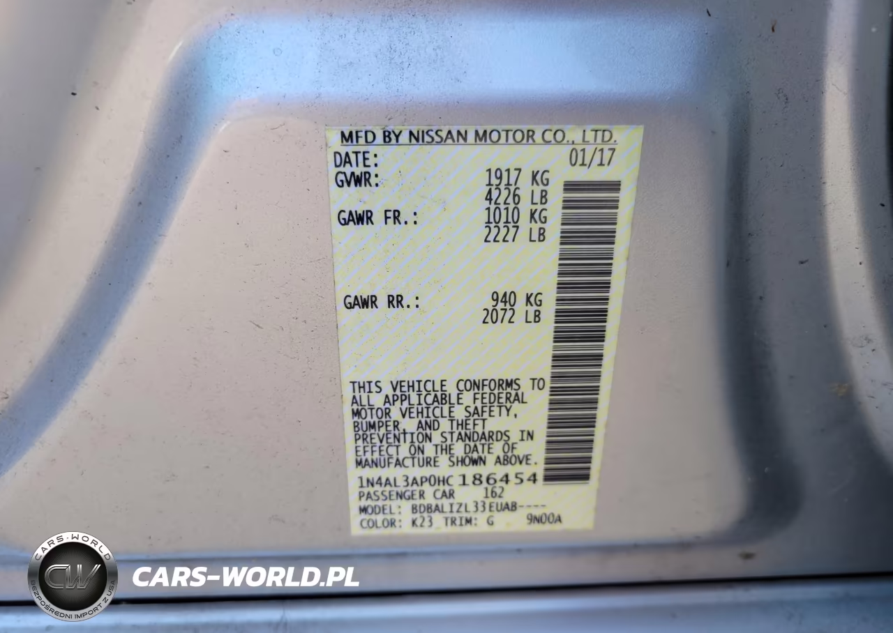 2017 Nissan Altima 2.5 Sv VIN:1N4AL3AP0HC186454 - 9
