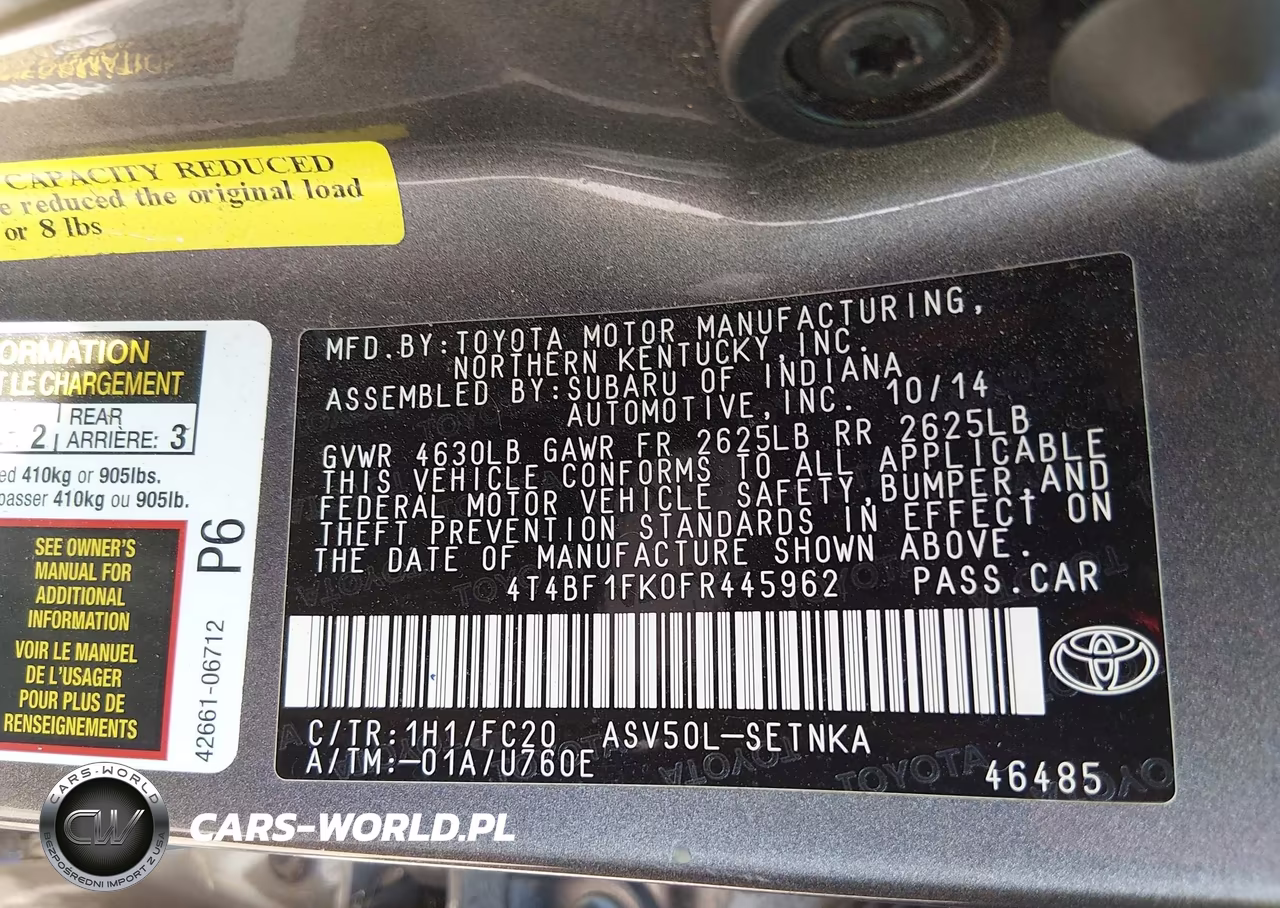 2015 Toyota Camry Le VIN:4T4BF1FK0FR445962 - 9