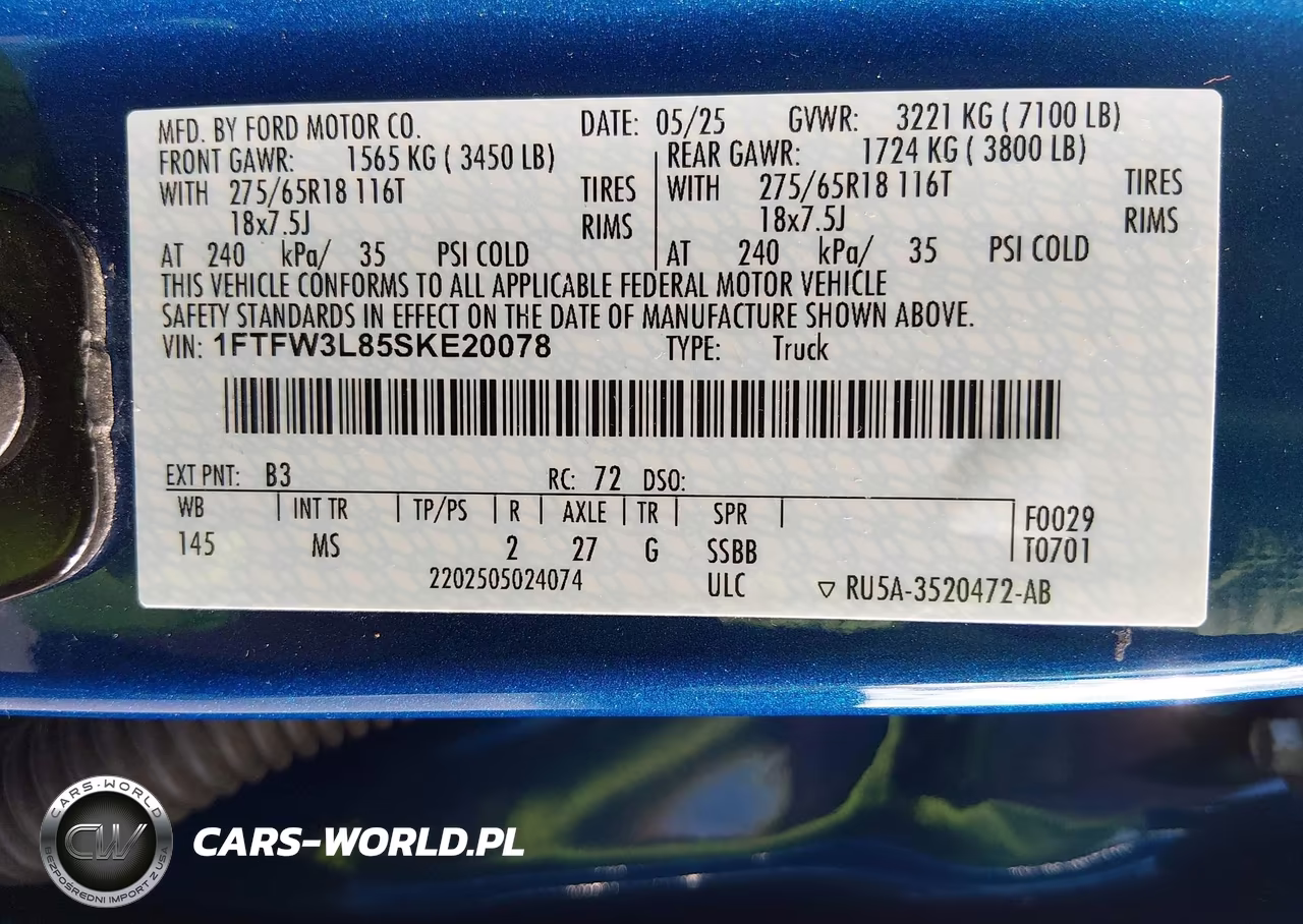 2025 Ford F-150 Xlt VIN:1FTFW3L85SKE20078 - 9