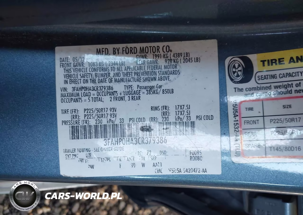 2012 Ford Fusion Se VIN:3FAHP0HA3CR379386 - 9
