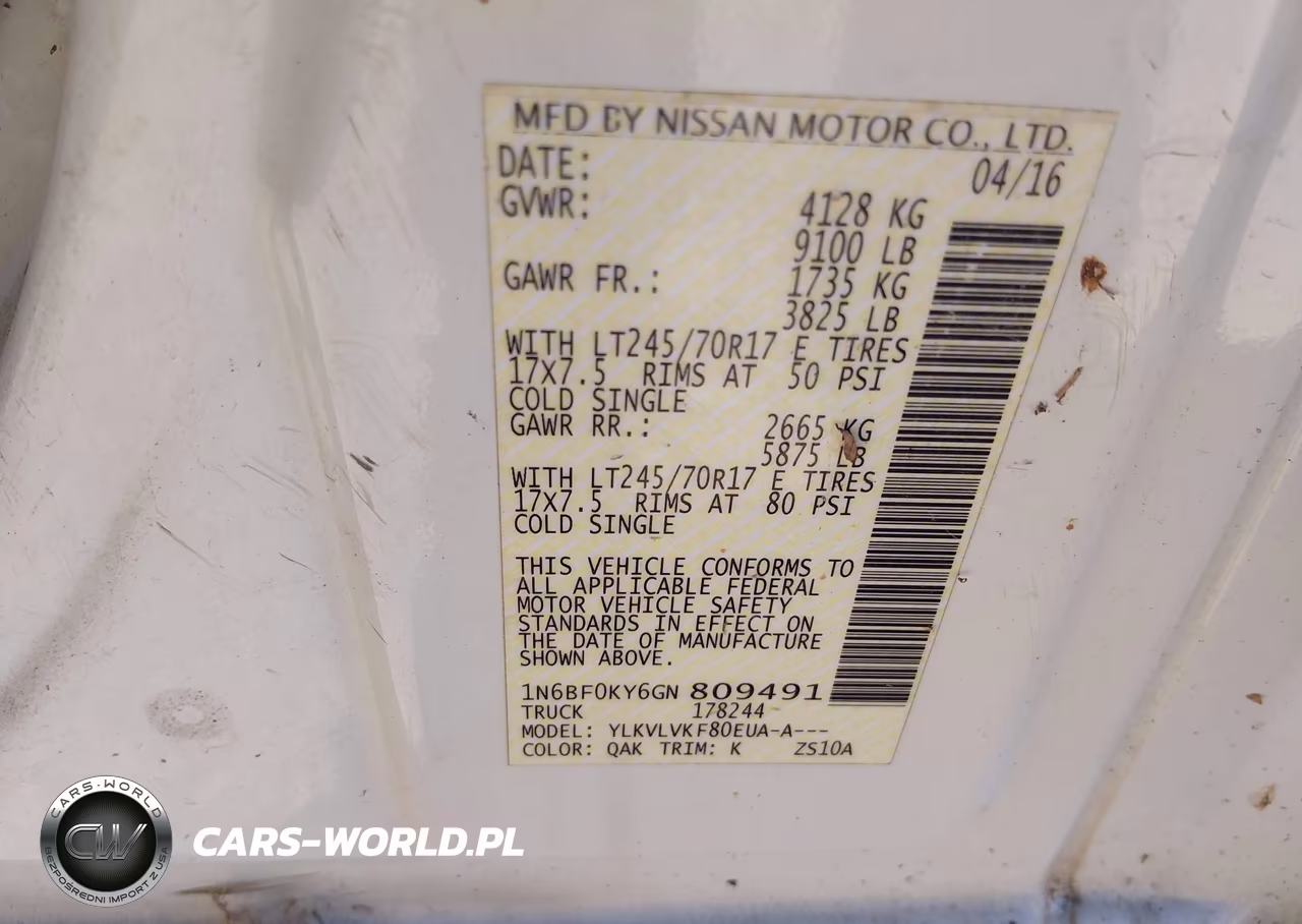 2016 Nissan Nv Cargo Nv2500 Hd Sl V6 VIN:1N6BF0KY6GN809491 - 9