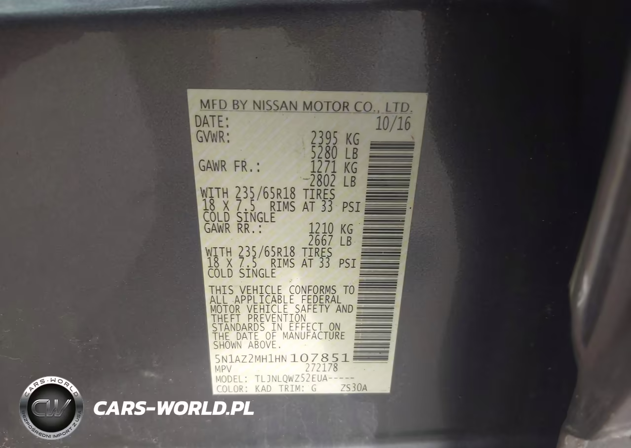 2017 Nissan Murano Sv VIN:5N1AZ2MH1HN107851 - 9