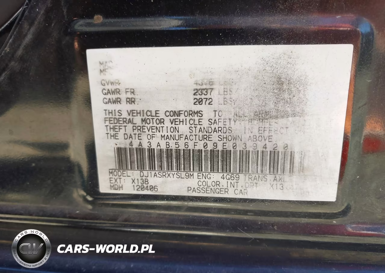 2009 Mitsubishi Galant Es VIN:4A3AB56F09E039420 - 9