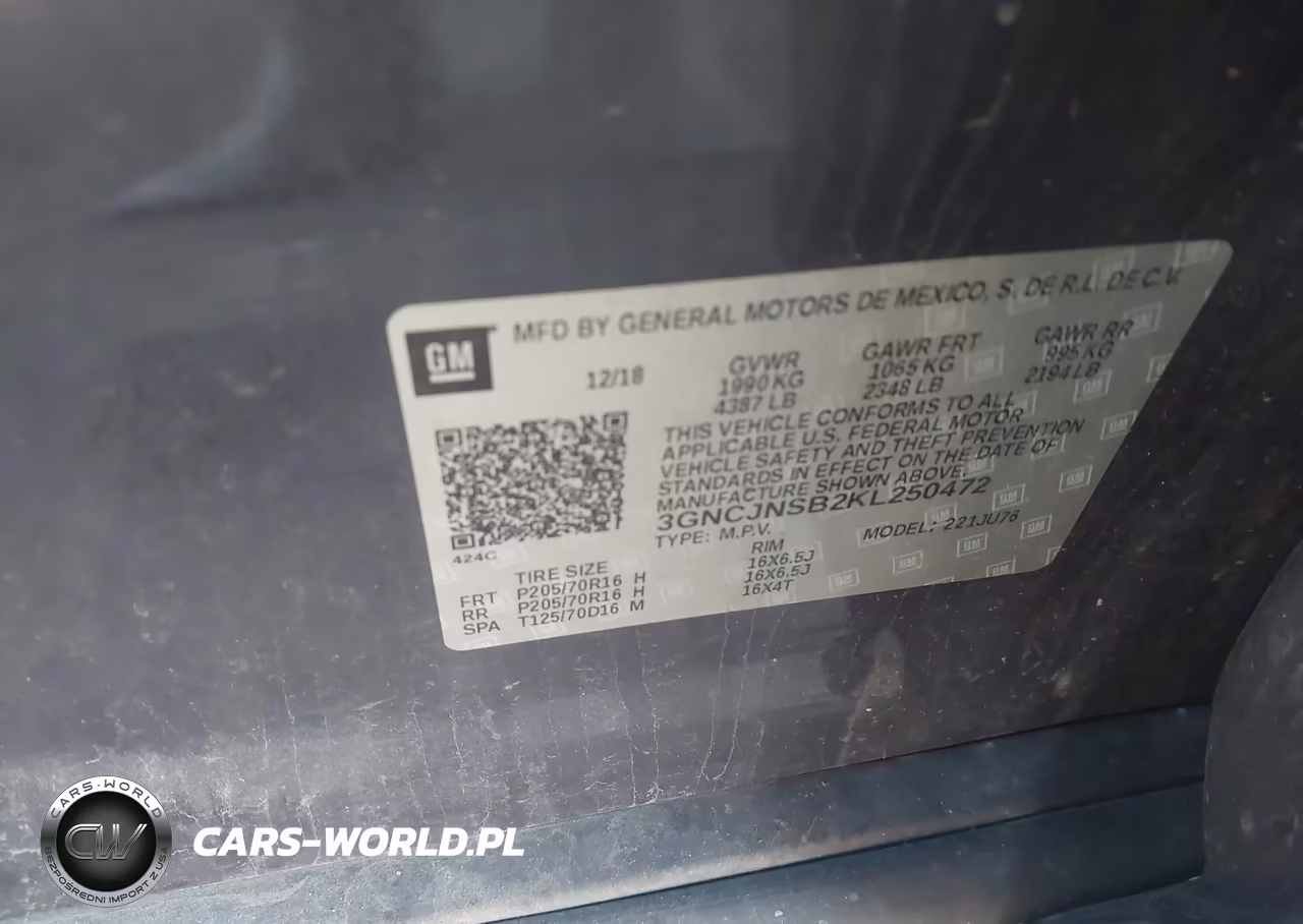 2019 Chevrolet Trax Ls VIN:3GNCJNSB2KL250472 - 9