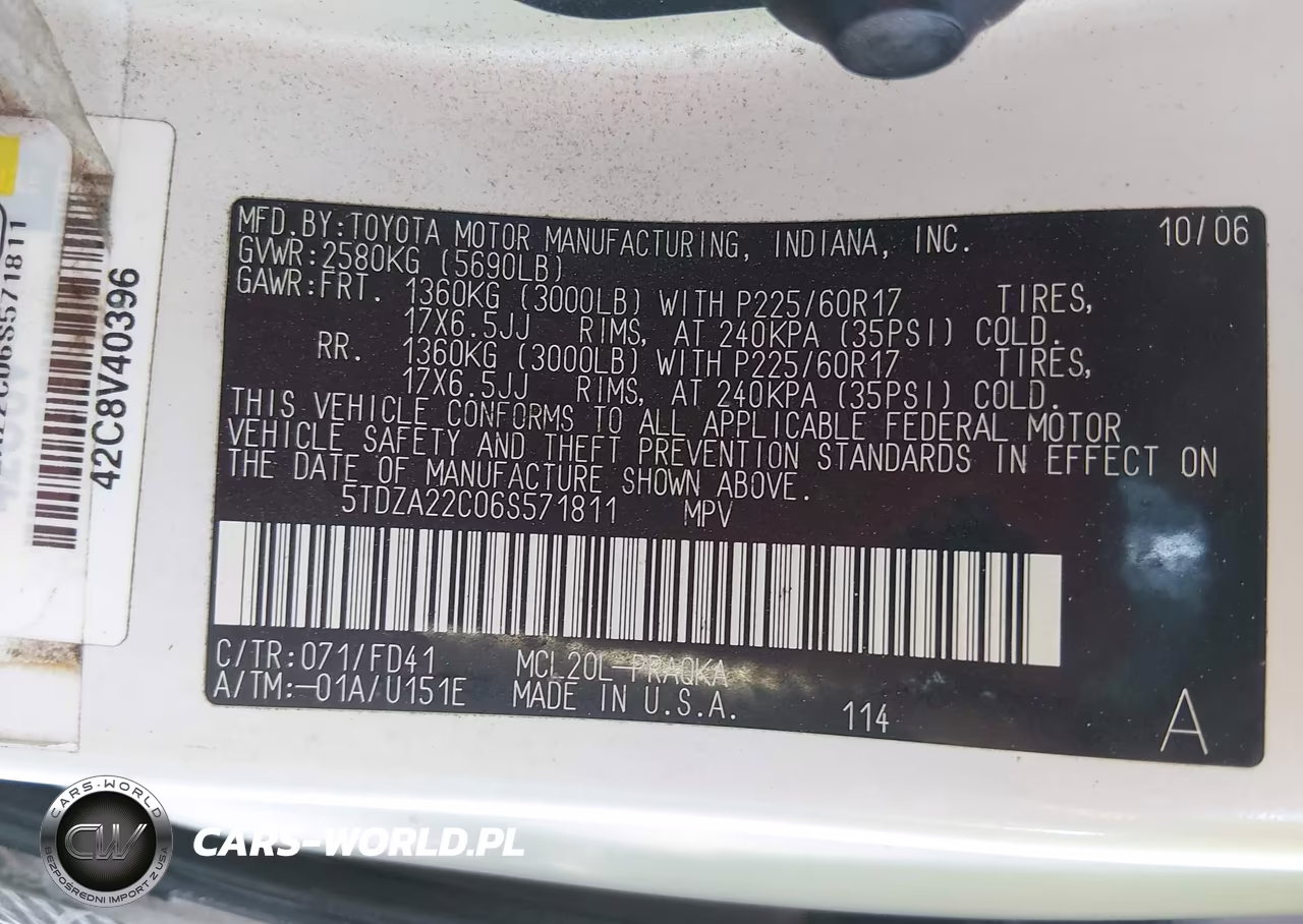 2006 Toyota Sienna VIN:5TDZA22C06S571811 - 9