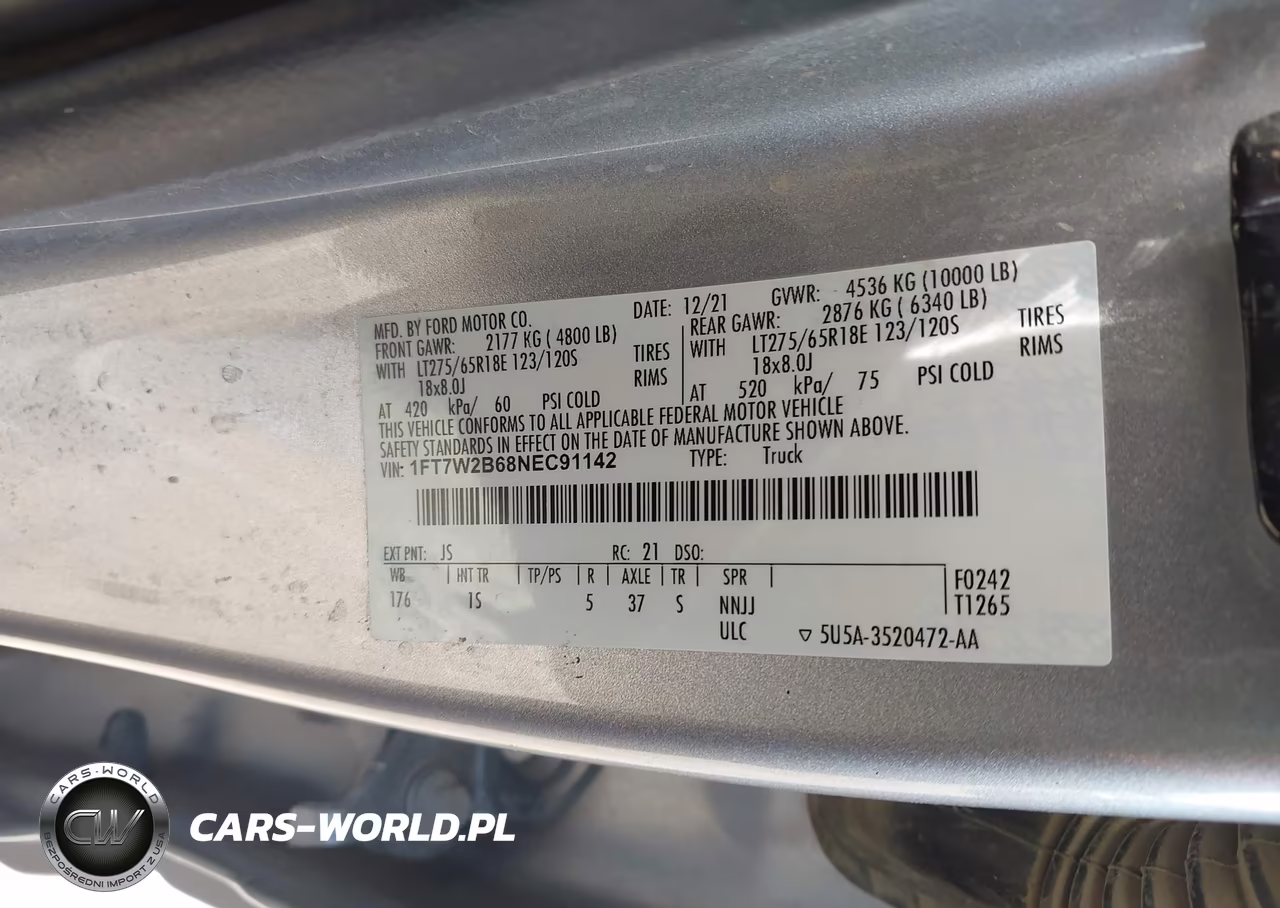 2022 Ford F-250 Xl VIN:1FT7W2B68NEC91142 - 9