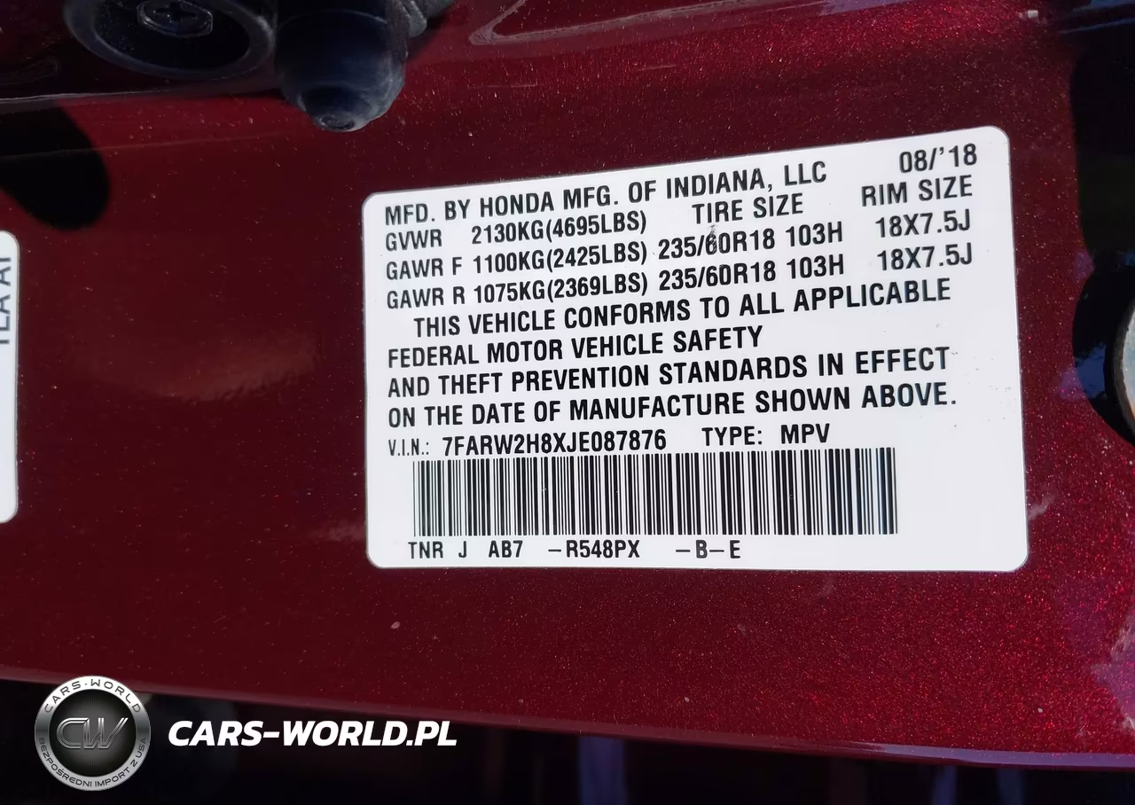 2018 Honda Cr-V Ex-L-Ex-L Navi VIN:7FARW2H8XJE087876 - 9