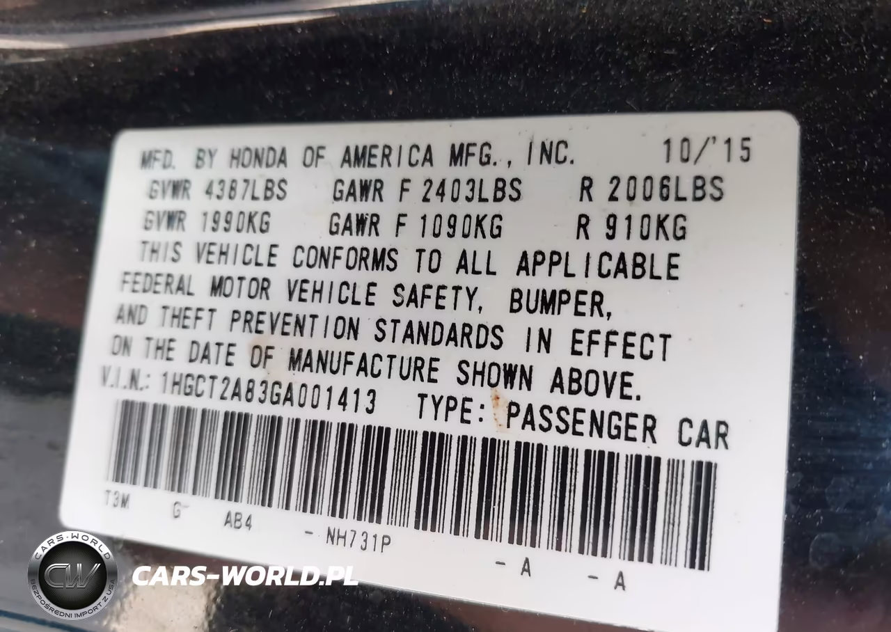 2016 Honda Accord Ex-L V-6 VIN:1HGCT2A83GA001413 - 9