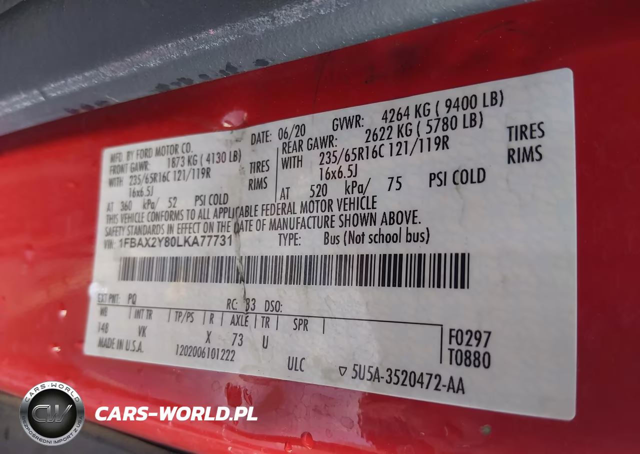 2020 Ford Transit-350 Passenger Van Xl VIN:1FBAX2Y80LKA77731 - 9