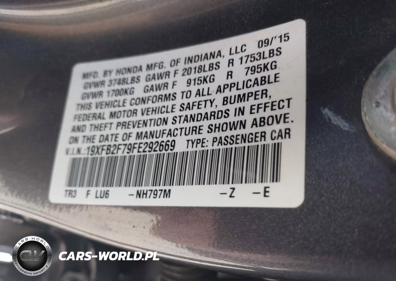 2015 Honda Civic Se VIN:19XFB2F79FE292669 - 9
