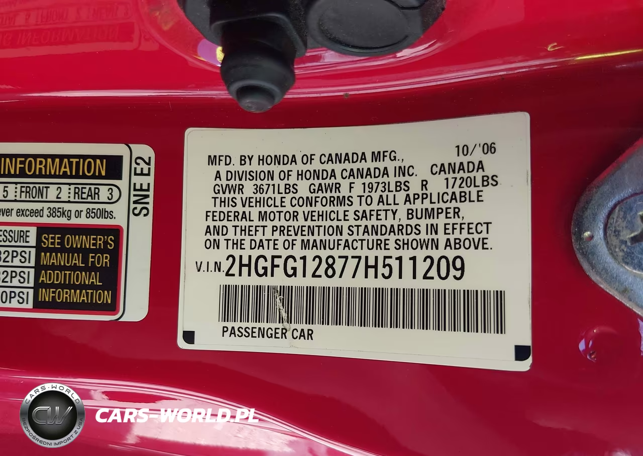 2007 Honda Civic Ex VIN:2HGFG12877H511209 - 9