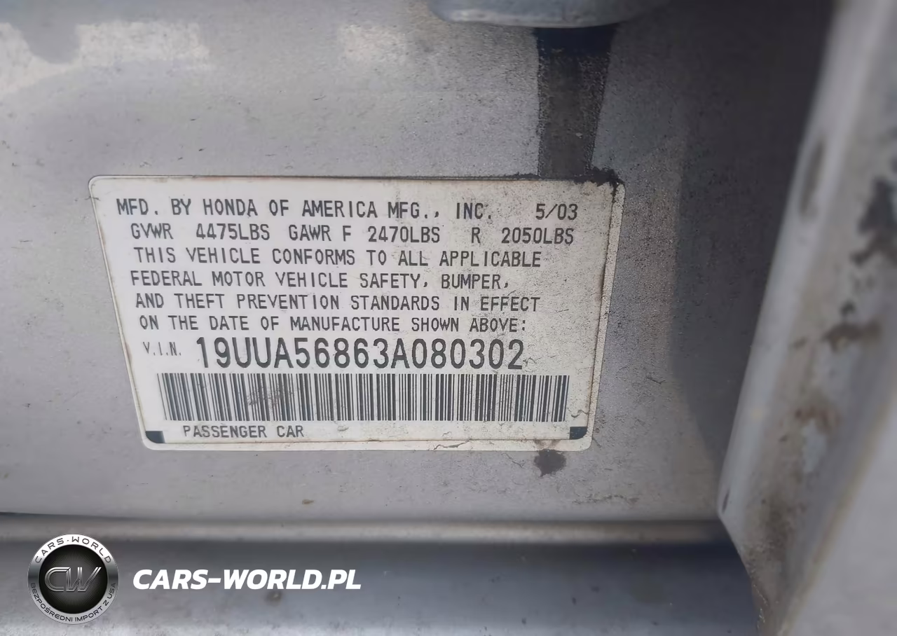 2003 Acura Tl 3.2 Type S VIN:19UUA56863A080302 - 9