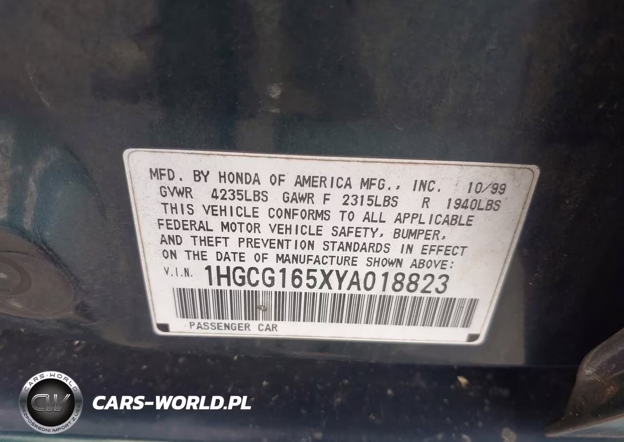 2000 Honda Accord 3.0 Ex VIN:1HGCG165XYA018823 - 9