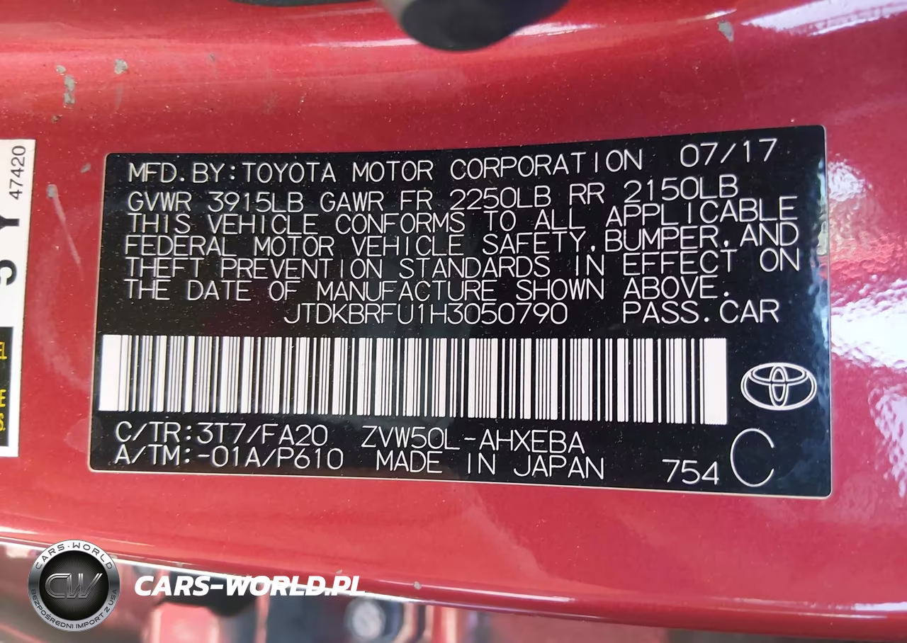 2017 Toyota Prius Two VIN:JTDKBRFU1H3050790 - 9