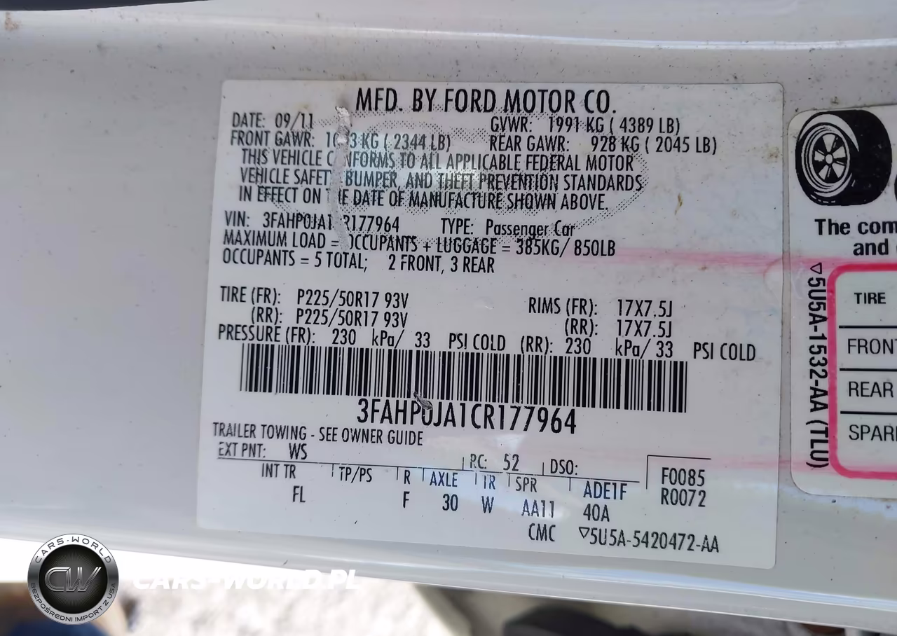 2012 Ford Fusion Sel VIN:3FAHP0JA1CR177964 - 9