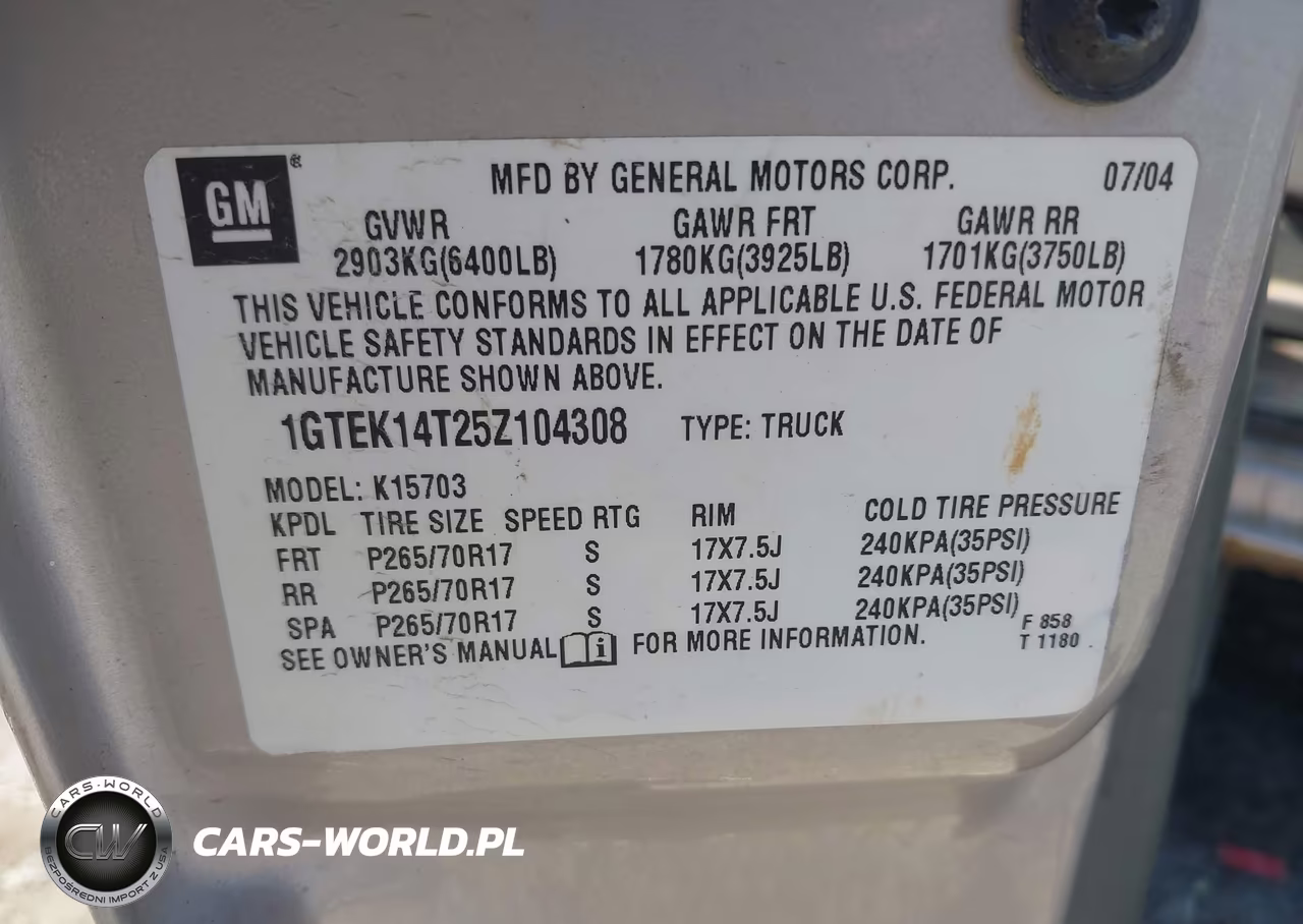 2005 GMC Sierra 1500 VIN:1GTEK14T25Z104308 - 9