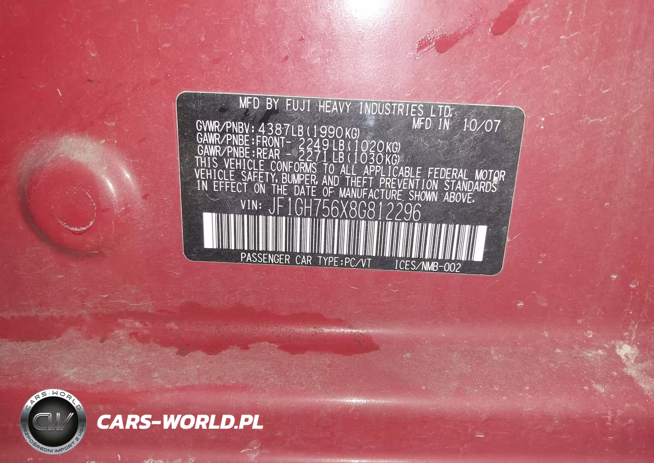 2008 Subaru Impreza Wrx VIN:JF1GH756X8G812296 - 9