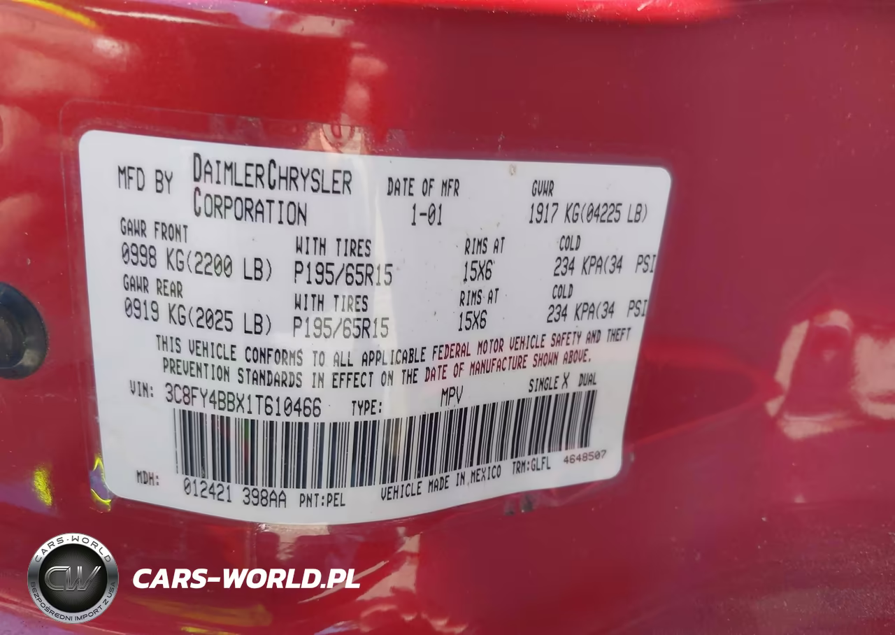 2001 Chrysler Pt Cruiser VIN:3C8FY4BBX1T610466 - 9