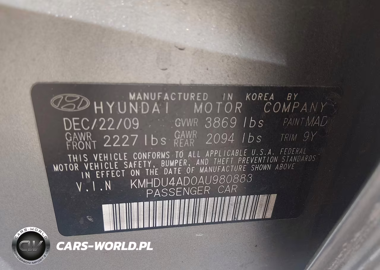 2010 Hyundai Elantra Se VIN:KMHDU4AD0AU980883 - 9