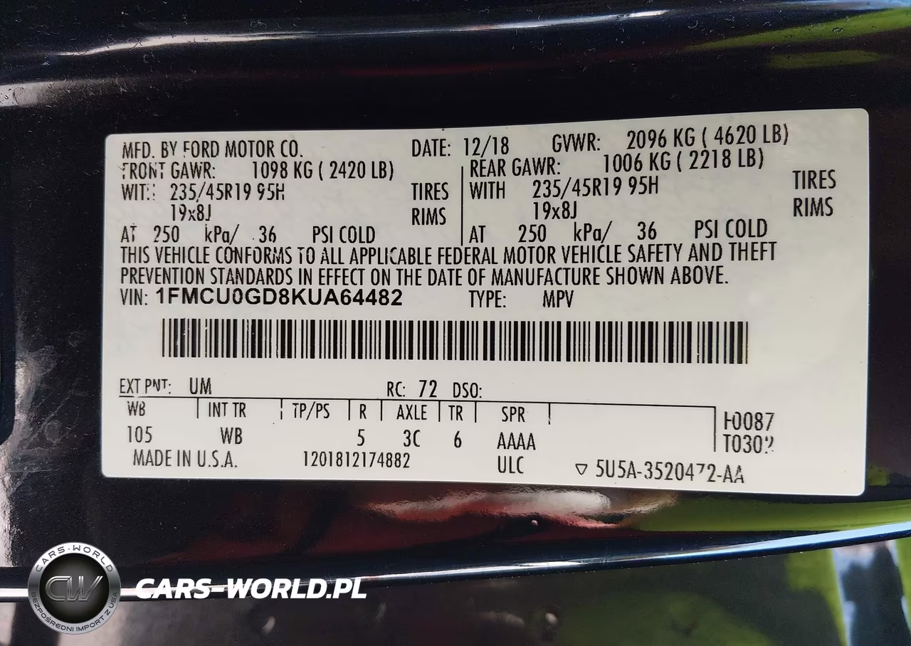 2019 Ford Escape Se VIN:1FMCU0GD8KUA64482 - 9