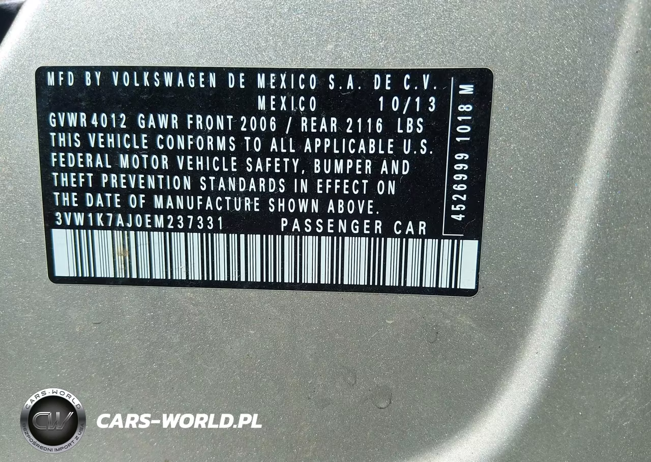 2014 Volkswagen Jetta 2.0L S VIN:3VW1K7AJ0EM237331 - 9