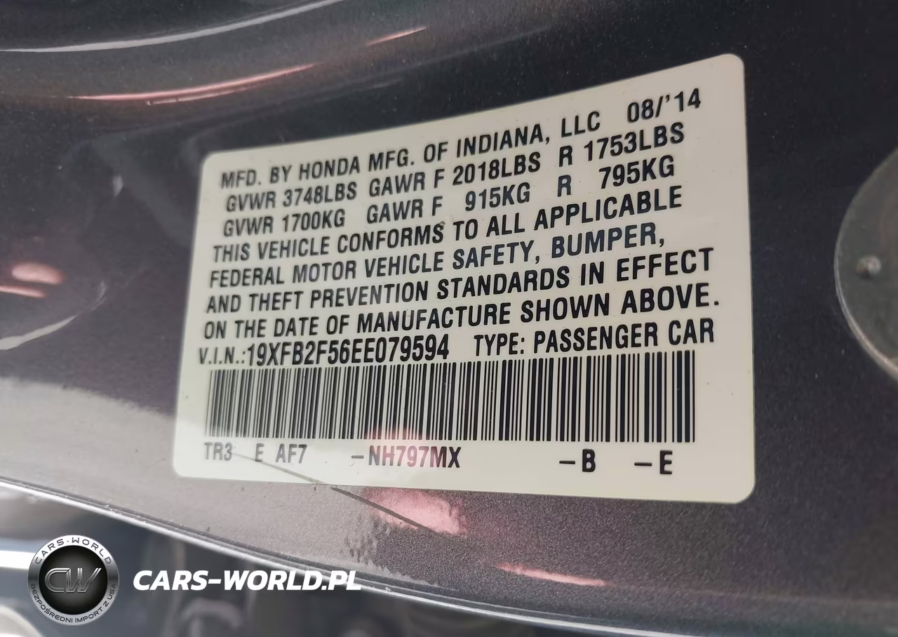 2014 Honda Civic Lx VIN:19XFB2F56EE079594 - 9