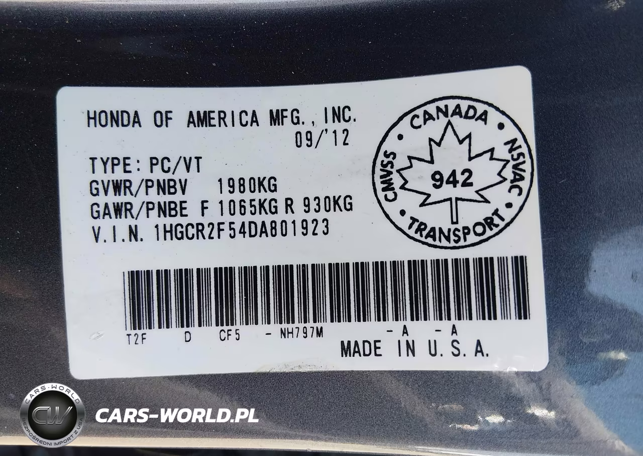 2013 Honda Accord Sport VIN:1HGCR2F54DA801923 - 9