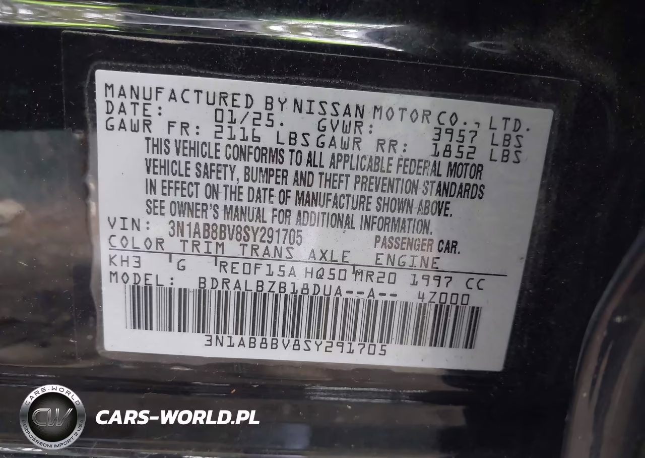 2025 Nissan Sentra S VIN:3N1AB8BV8SY291705 - 9