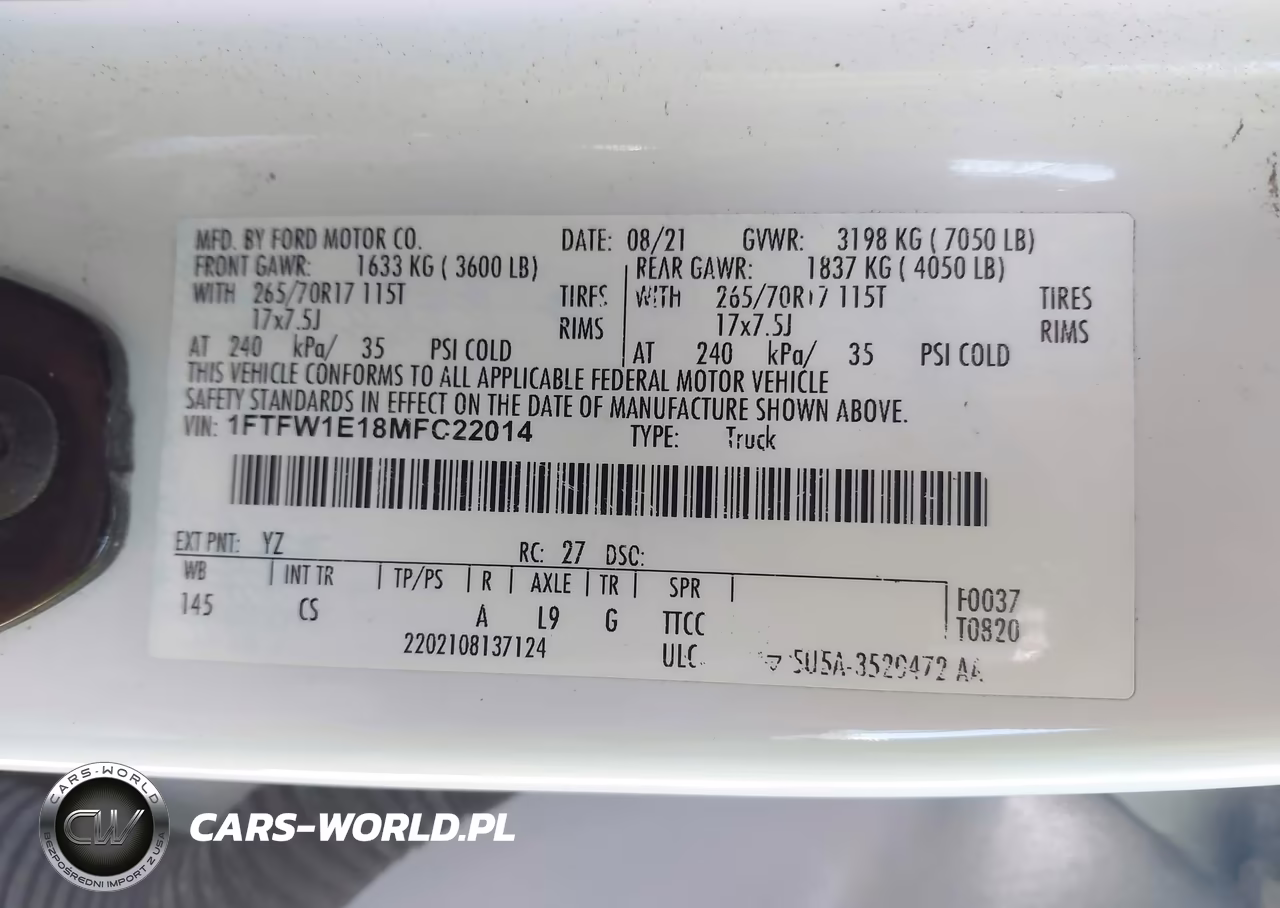 2021 Ford F-150 Xl VIN:1FTFW1E18MFC22014 - 9