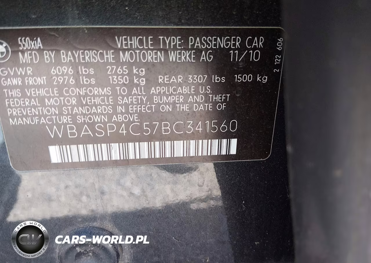 2011 BMW 550I Gran Turismo xDrive VIN:WBASP4C57BC341560 - 9