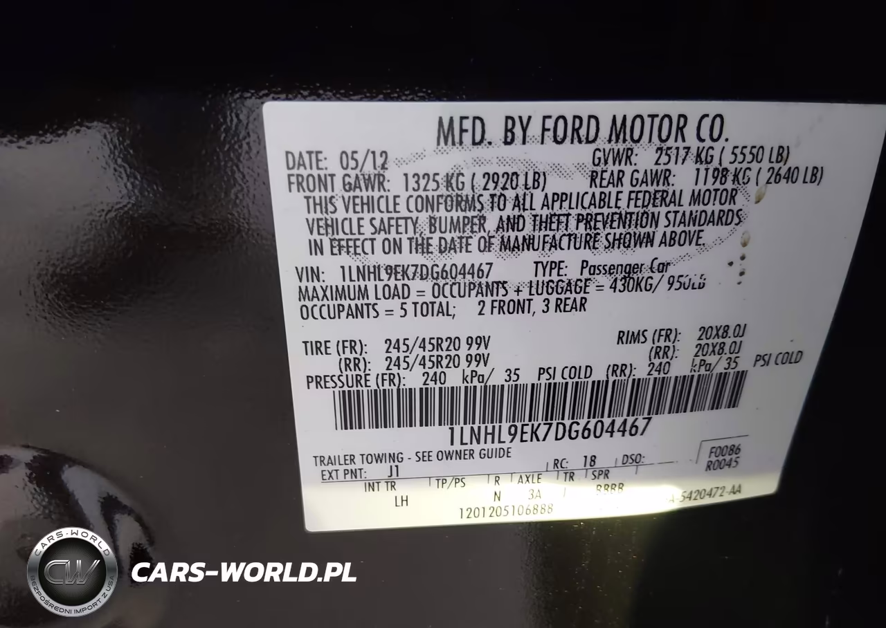 2013 Lincoln Mks VIN:1LNHL9EK7DG604467 - 9