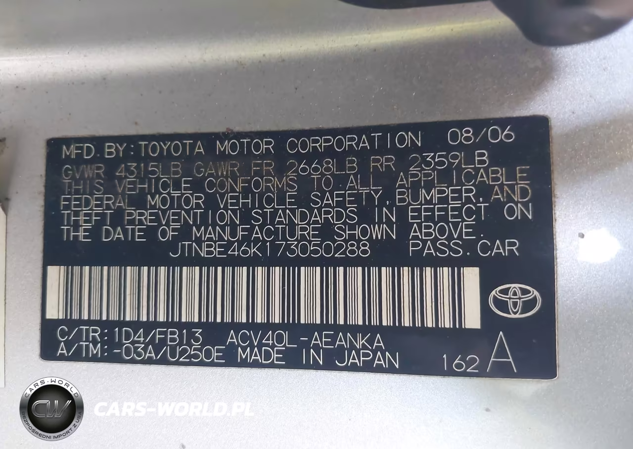 2007 Toyota Camry Le VIN:JTNBE46K173050288 - 9