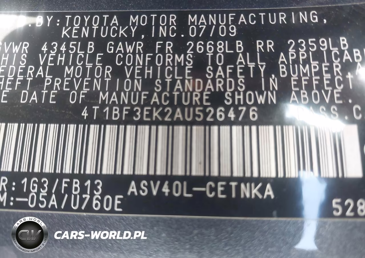 2010 Toyota Camry Le VIN:4T1BF3EK2AU526476 - 9