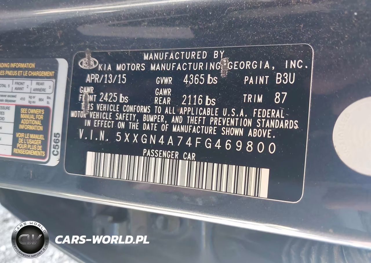 2015 Kia Optima Ex VIN:5XXGN4A74FG469800 - 9