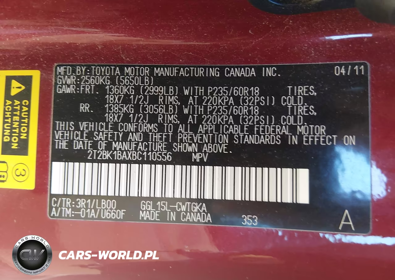 2011 Lexus Rx 350 VIN:2T2BK1BAXBC110556 - 9