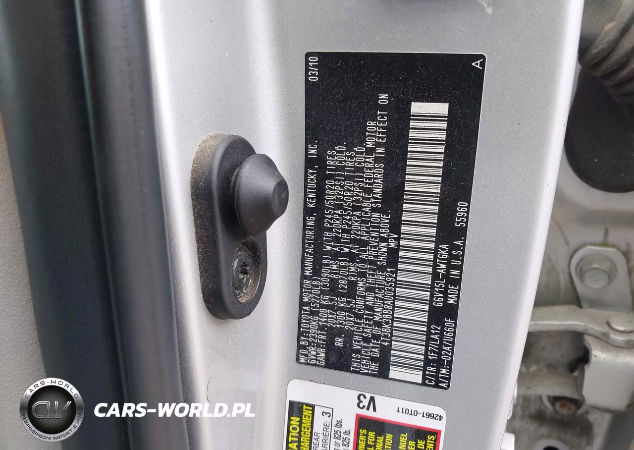 2010 Toyota Venza Base V6 VIN:4T3BK3BB8AU035921 - 9