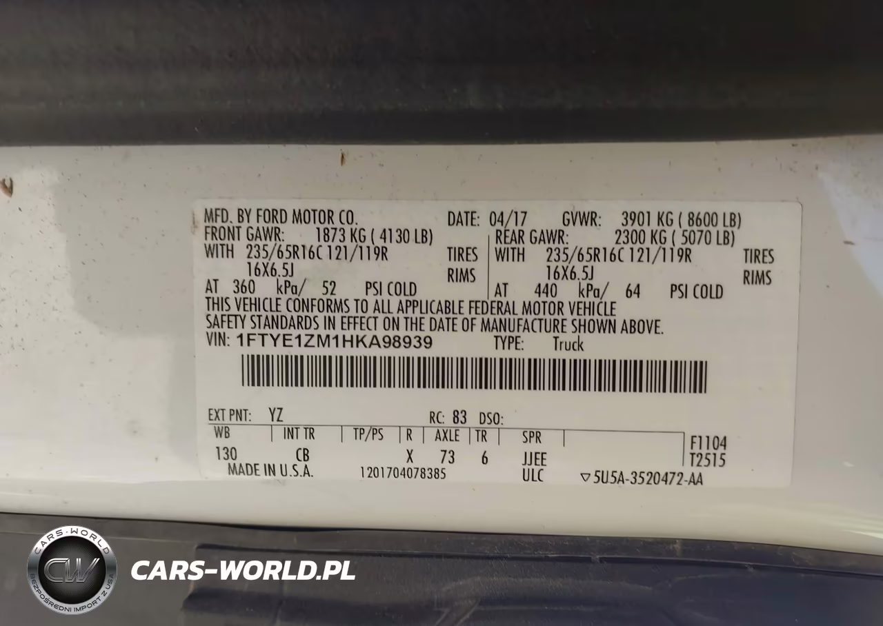 2017 Ford Transit-150 VIN:1FTYE1ZM1HKA98939 - 9