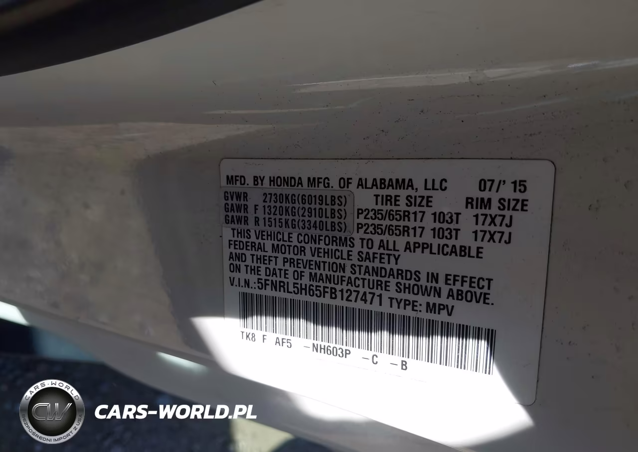 2015 Honda Odyssey Ex-L VIN:5FNRL5H65FB127471 - 9