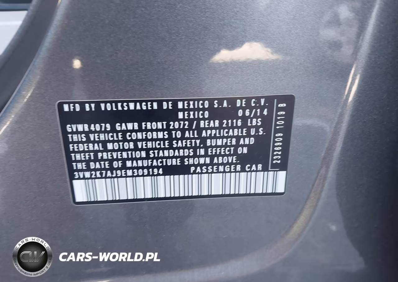 2014 Volkswagen Jetta 2.0L S VIN:3VW2K7AJ9EM309194 - 9
