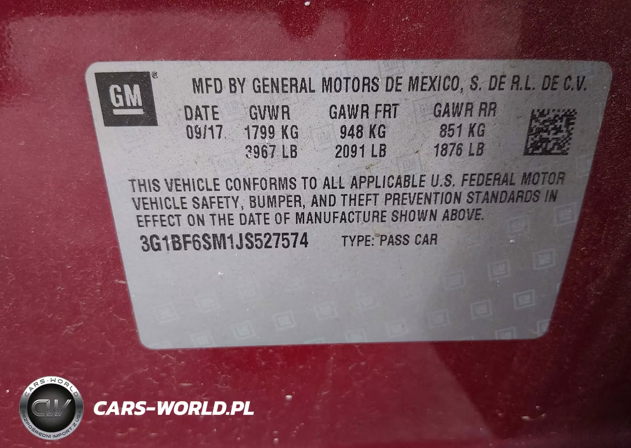 2018 Chevrolet Cruze Premier Auto VIN:3G1BF6SM1JS527574 - 9