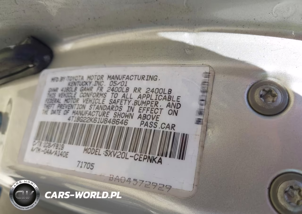 2001 Toyota Camry Le VIN:4T1BG22K61U848646 - 9