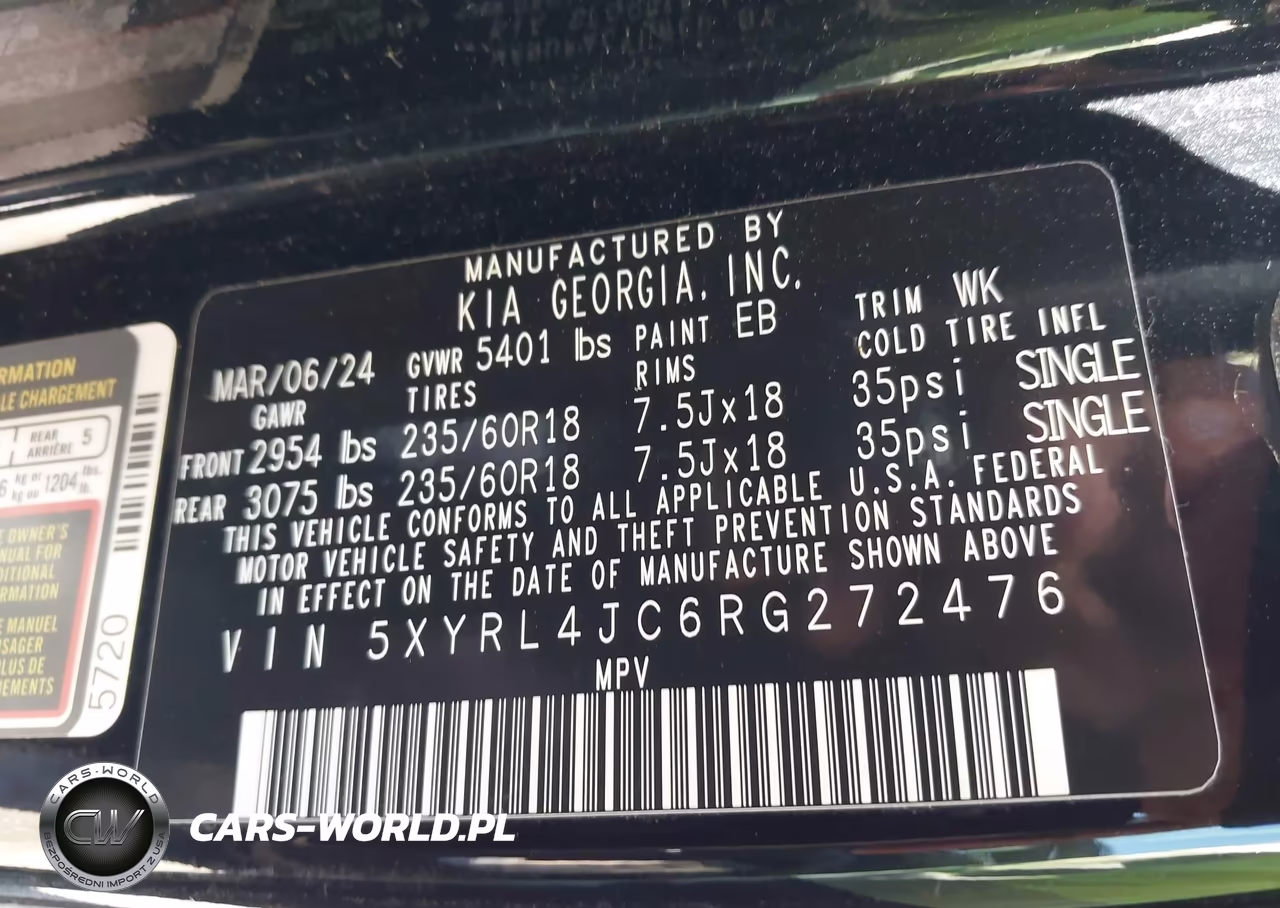 2024 Kia Sorento S VIN:5XYRL4JC6RG272476 - 9